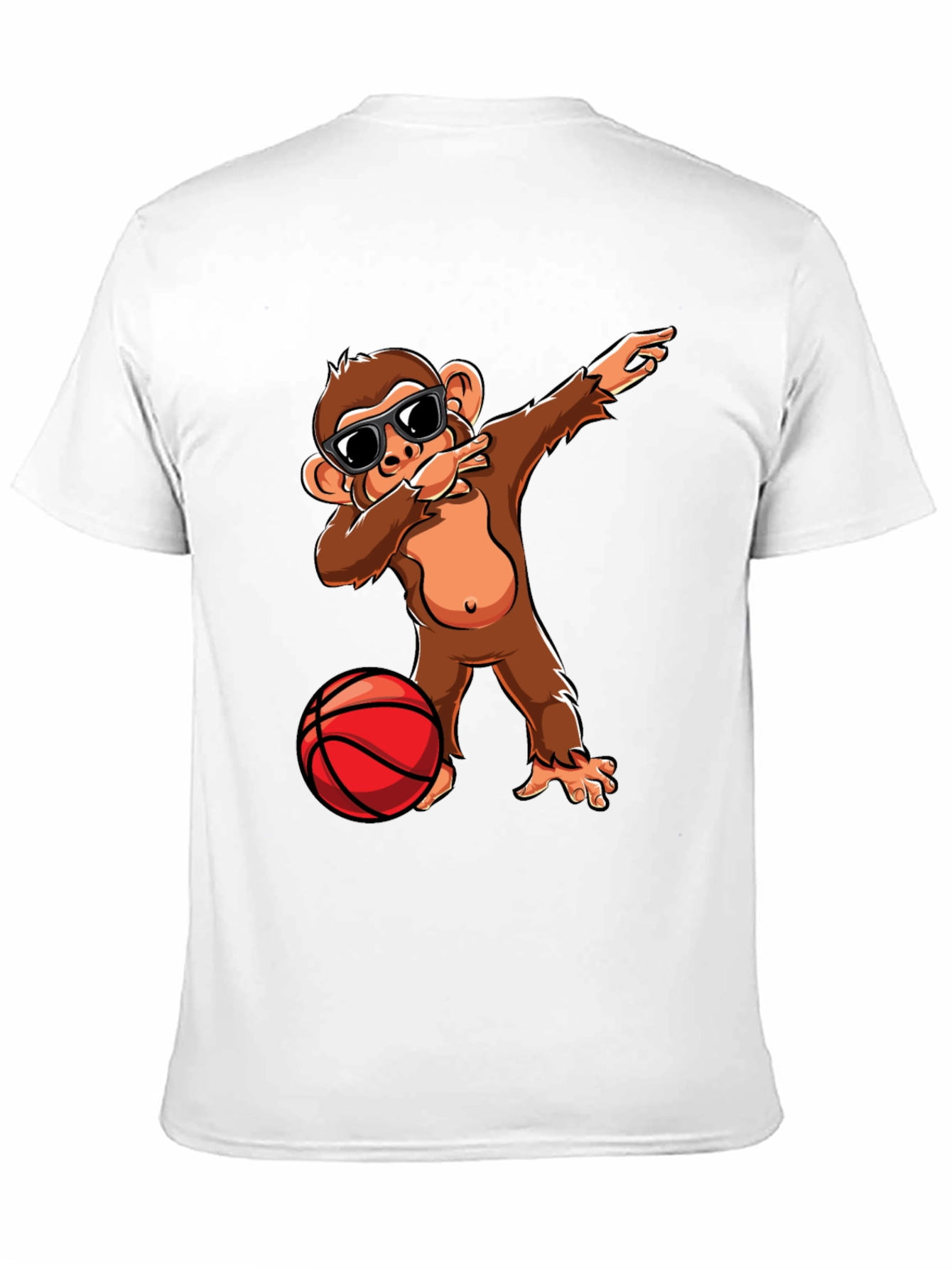 Black Monkey Dabbing with Basketball Graphic Tee view 11