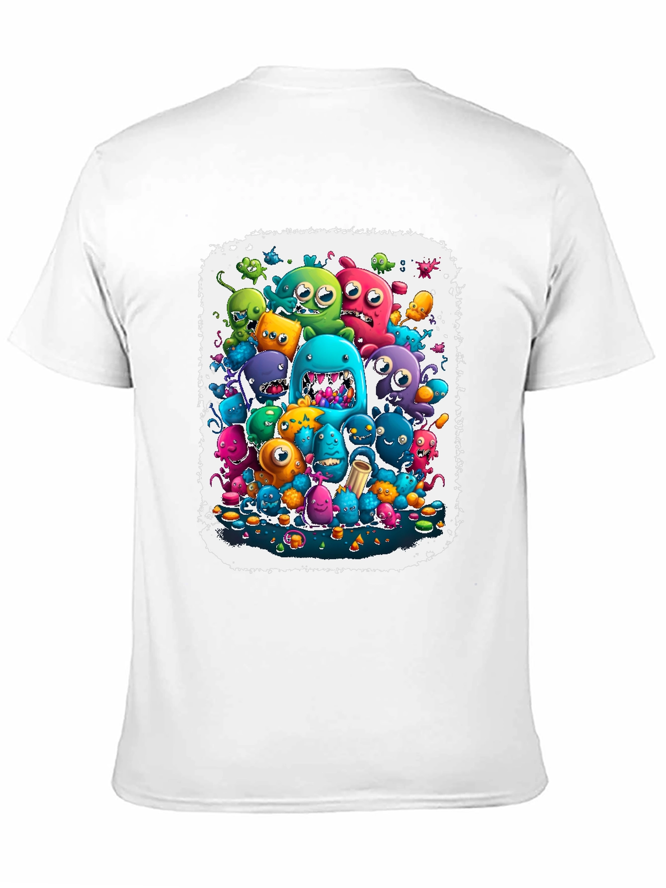 Black Monster Mash Tee: Colorful Cartoon Graphic Print view 11
