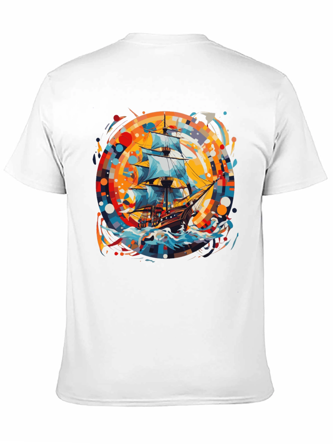 Black Nautical Adventure Tee: Ship Graphic Black Cotton Shirt view 11