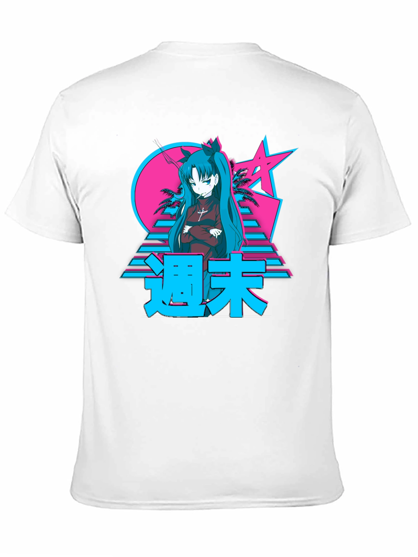 Black Retro Anime Graphic T-Shirt view 11