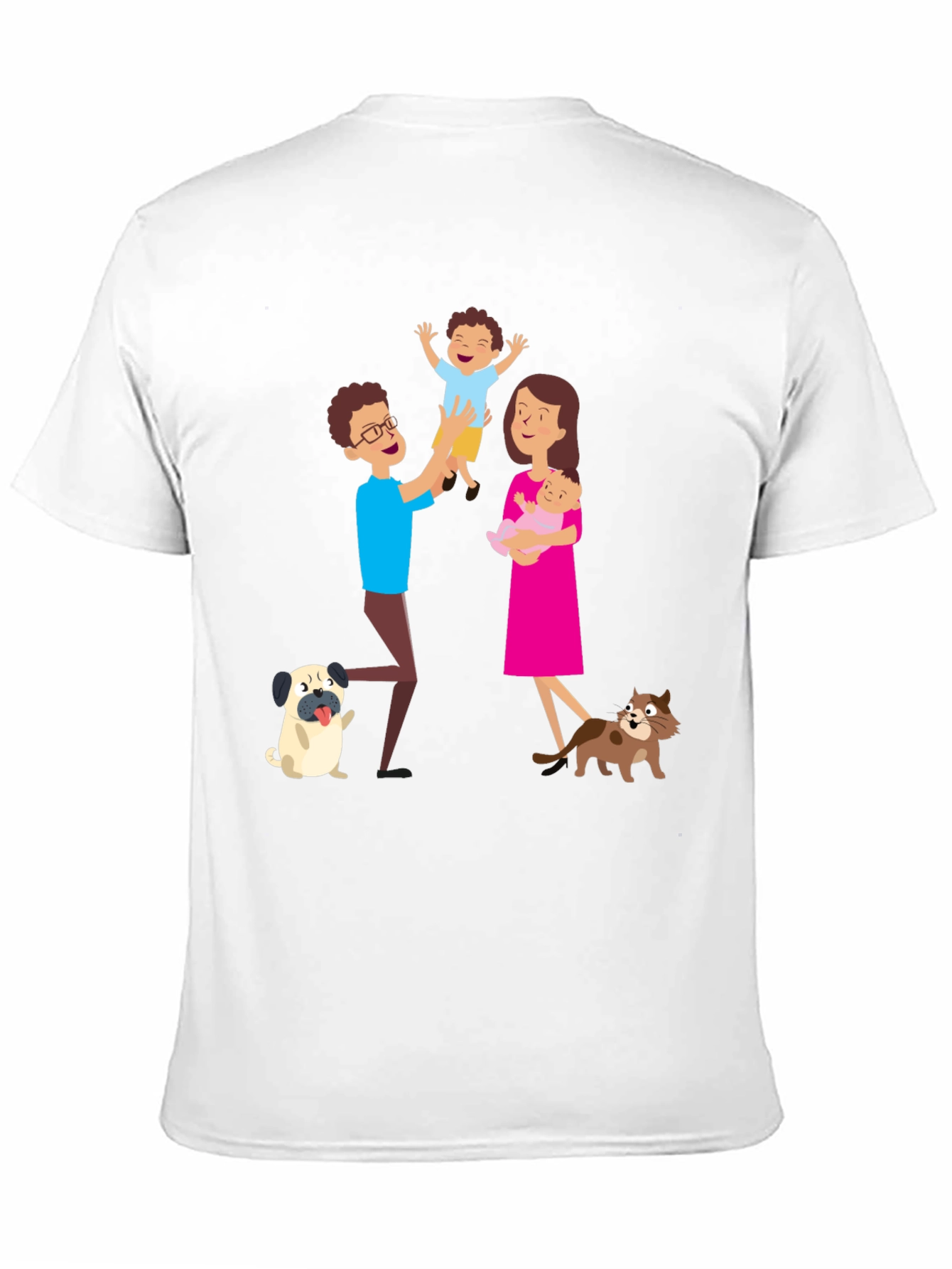 Black Cartoon Family Graphic Tee - Father's Day Gift view 11