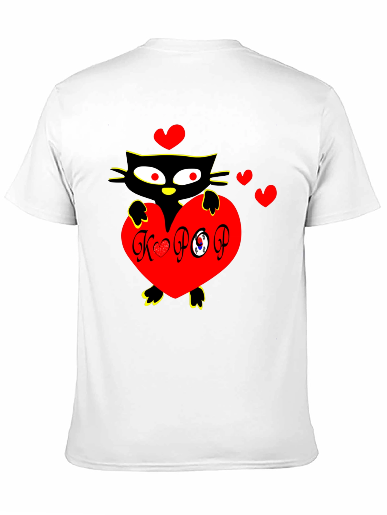 Black K-POP Cat Heart Graphic Tee view 11