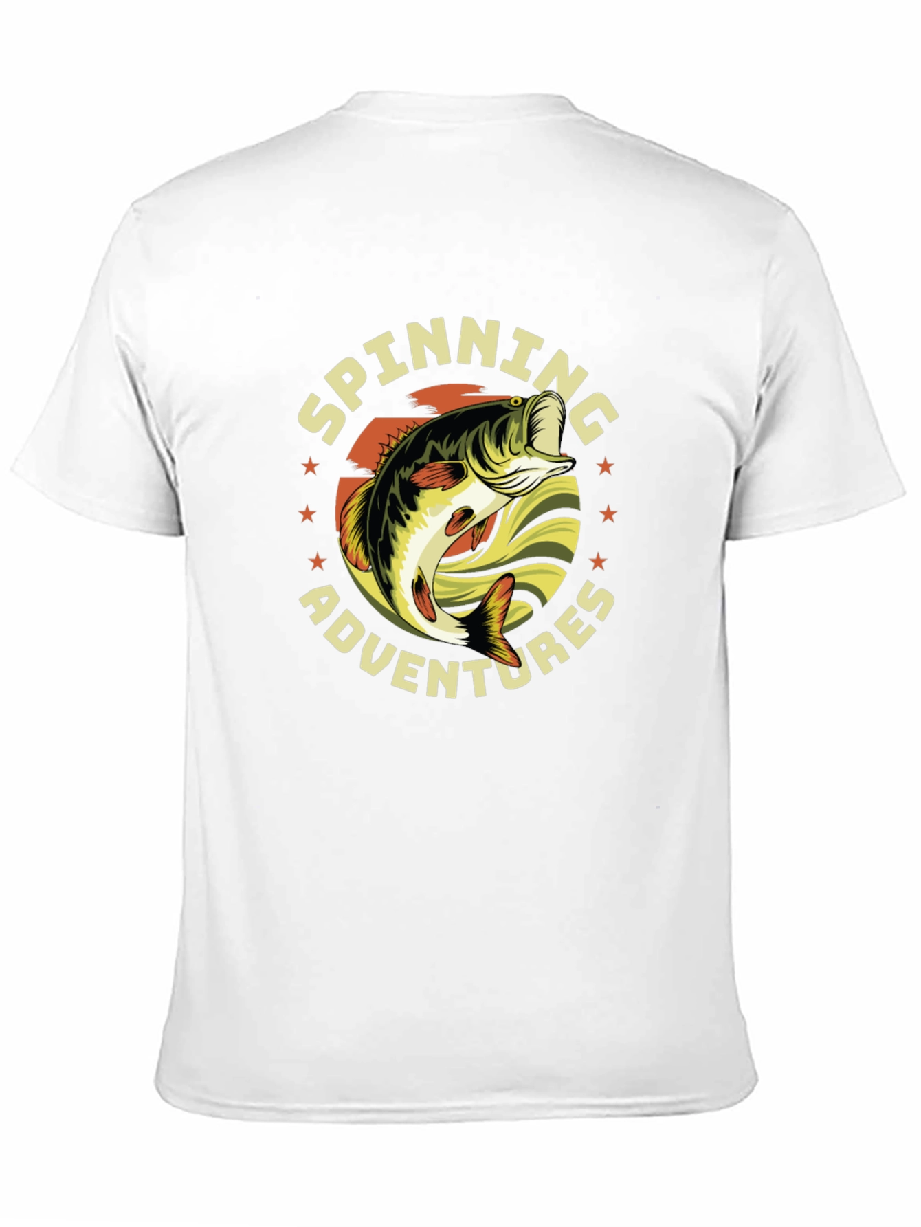 Black Spinning Adventures Fishing T-Shirt view 11