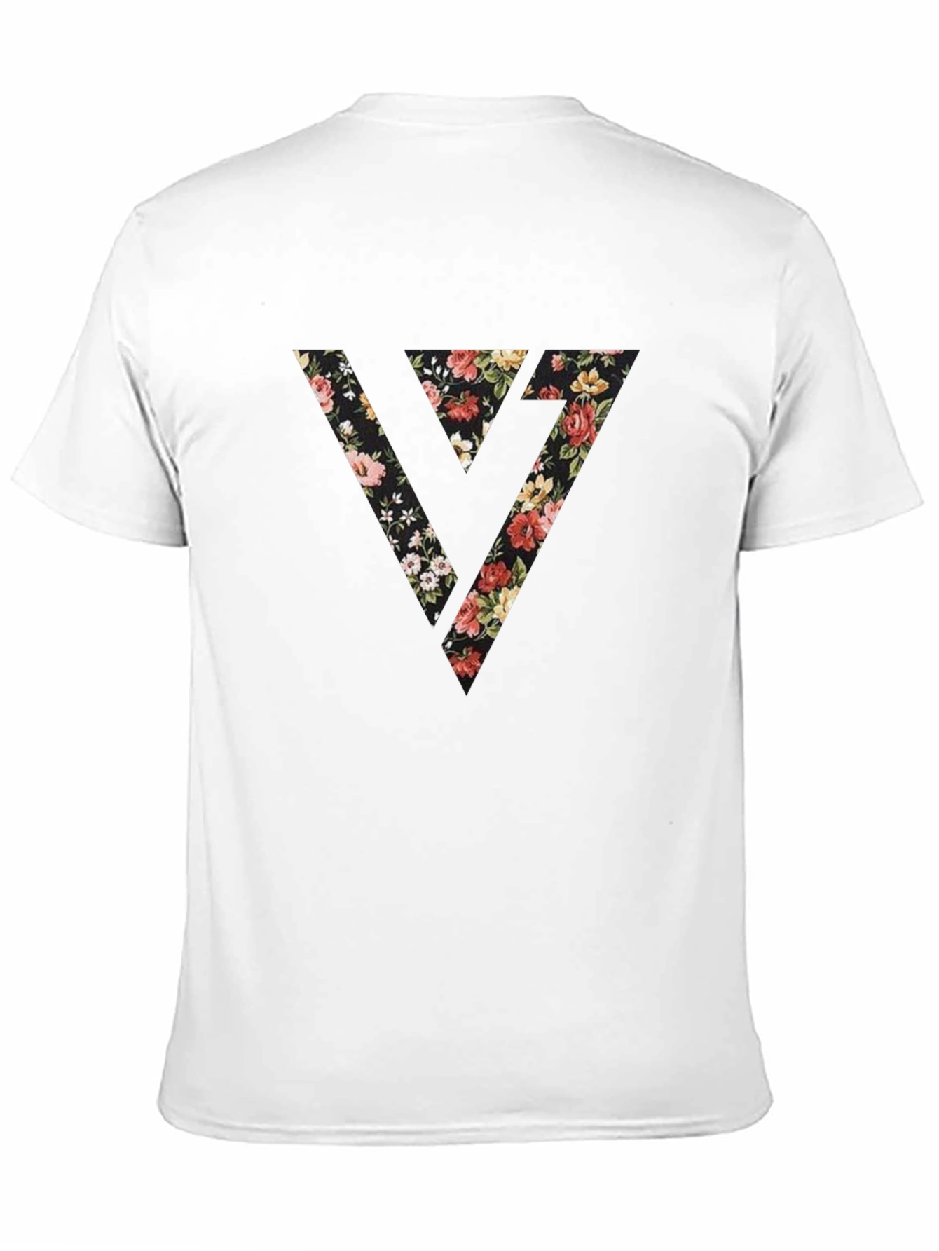 Black Floral Triangle Graphic Black Tee view 11