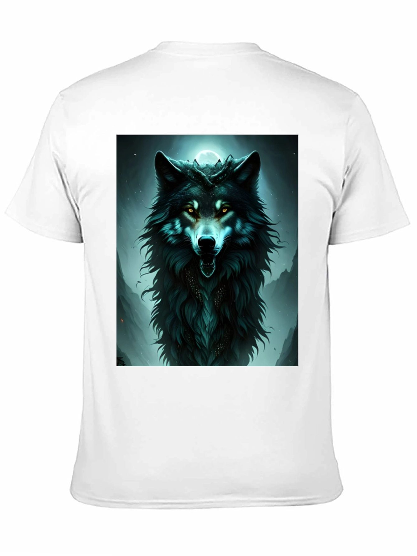 Black Mystic Wolf Graphic Tee - Black Cotton Comfort view 11