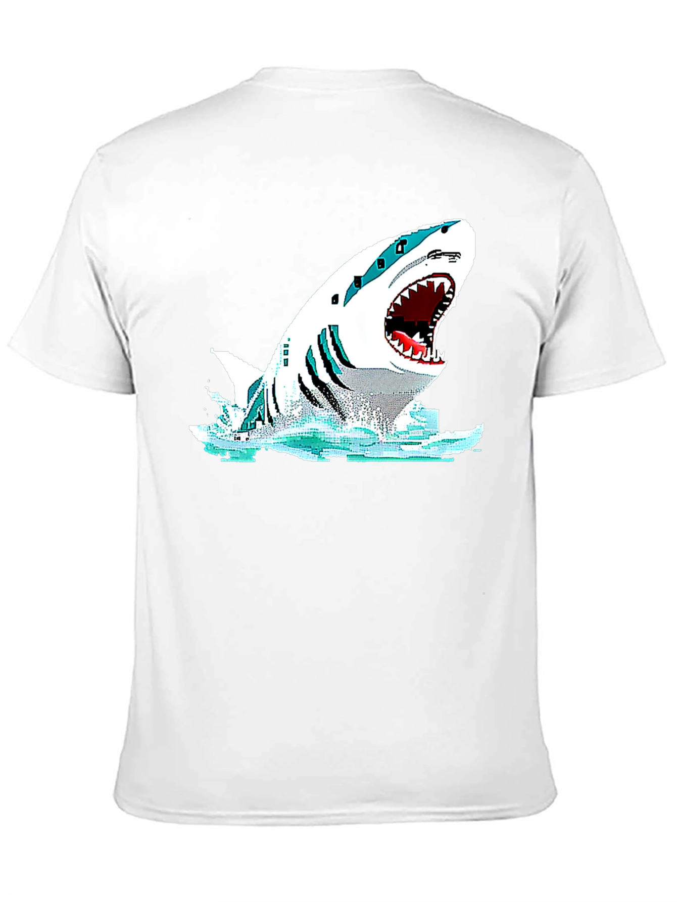 Shark Graphic Black T-Shirt - Pixelated Design - 11