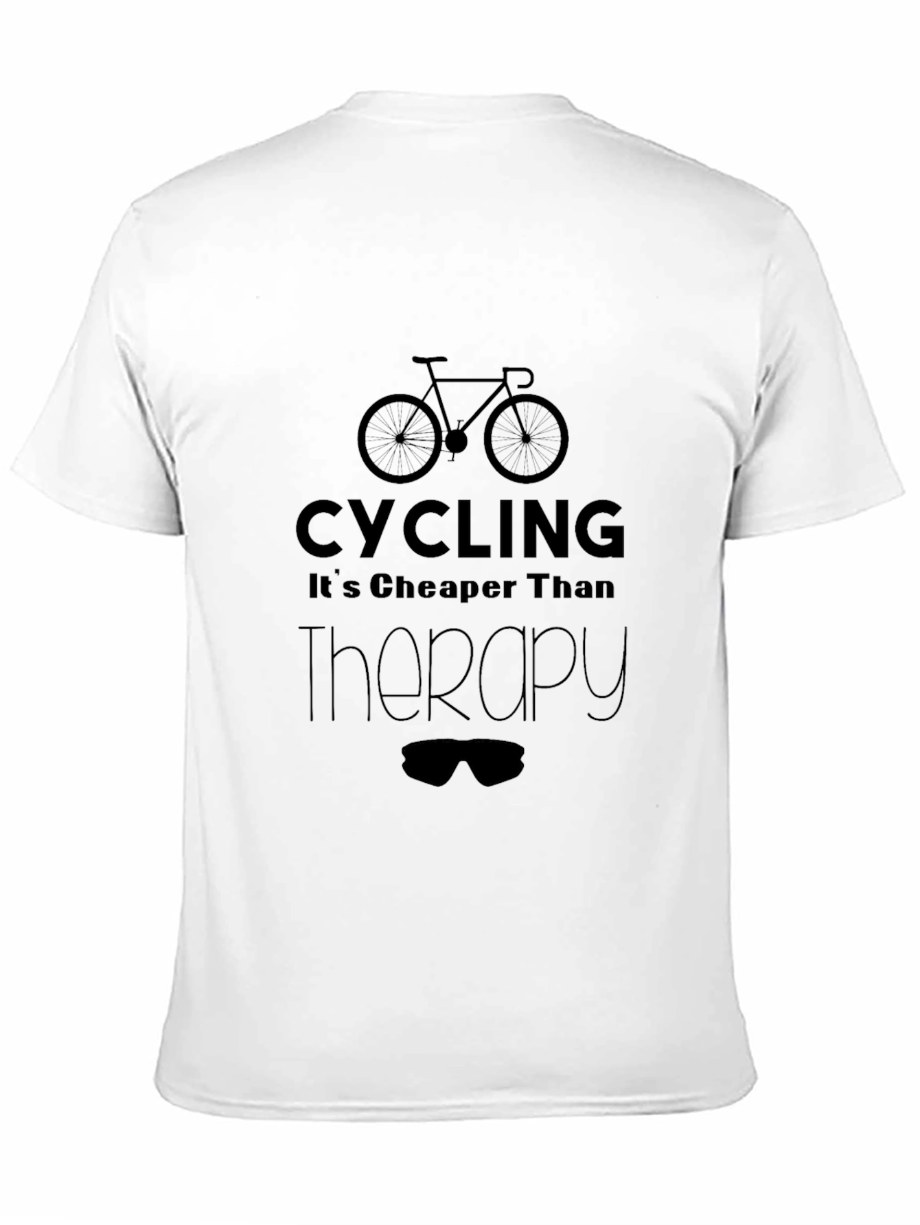 Black Cycling is Cheaper Than Therapy Black T-Shirt view 11