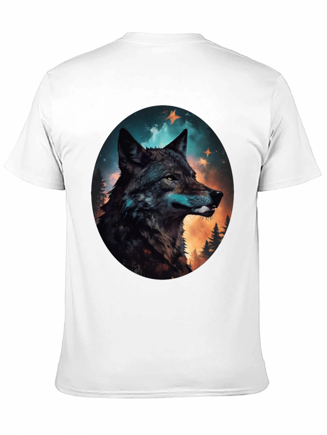 Black Wolf Graphic Print Crew Neck T-Shirt view 11