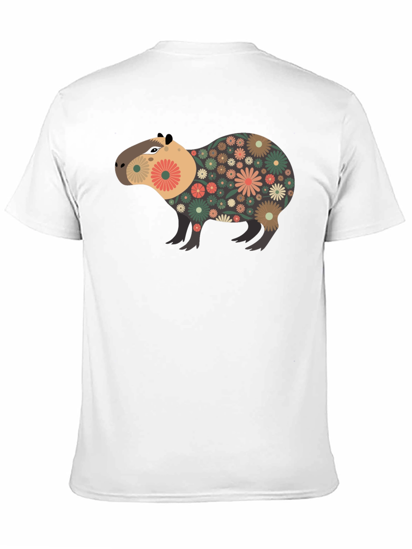 Black Floral Capybara Graphic Tee - Unique Design view 11