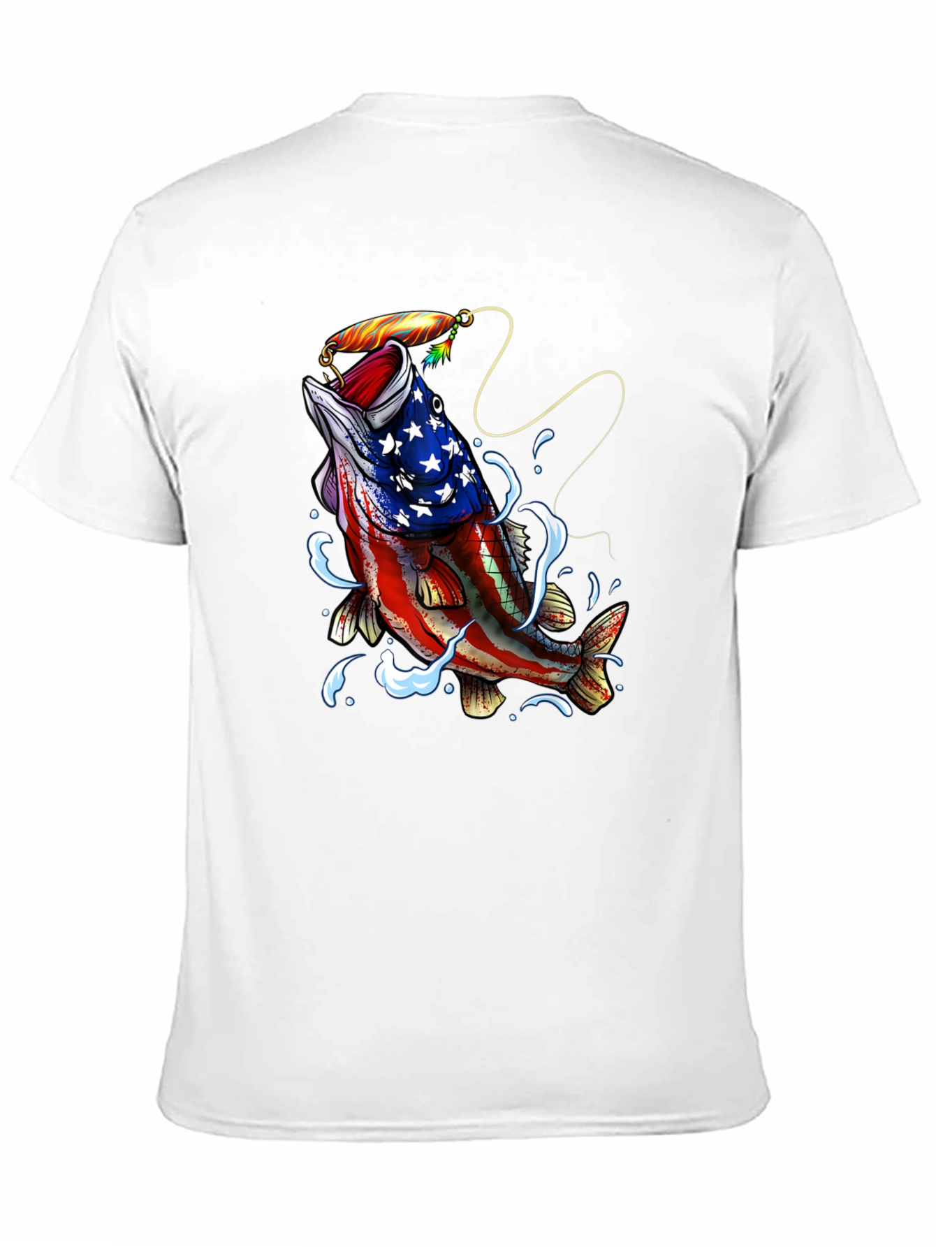 Black American Flag Bass Fishing Graphic T-Shirt view 11
