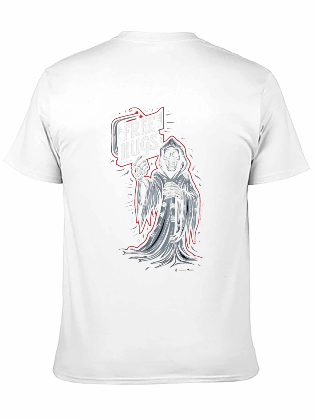 Black Free Hugs Grim Reaper Graphic T-Shirt - Black view 11
