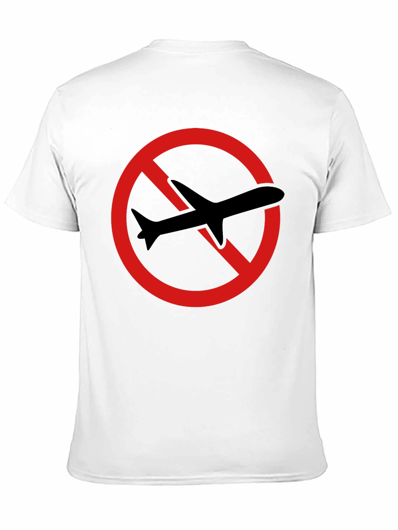 Black No Flying T-Shirt - Black Cotton Tee with Airplane Graphic view 11
