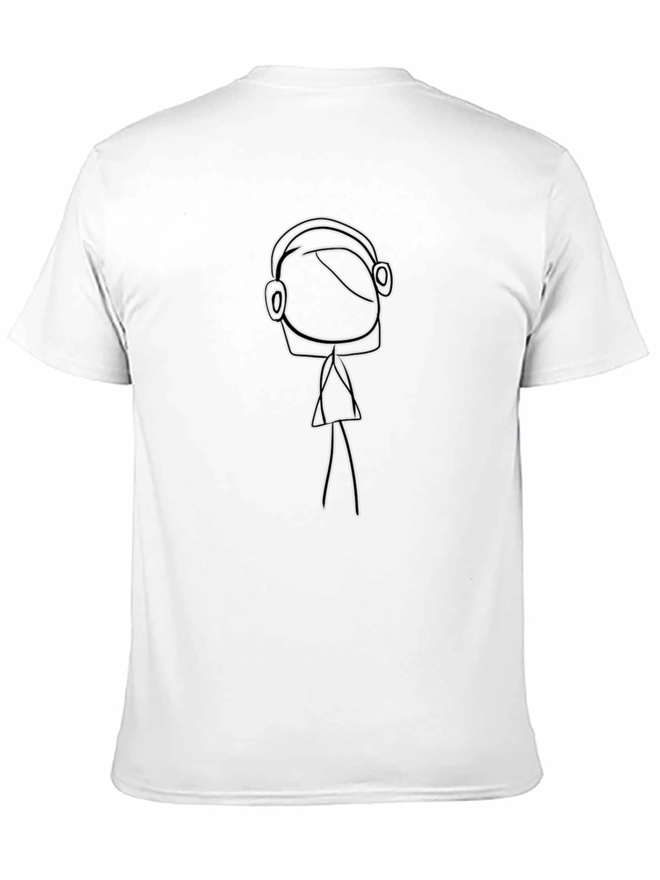 Black Cool Cartoon Stick Figure DJ Black T-Shirt view 11