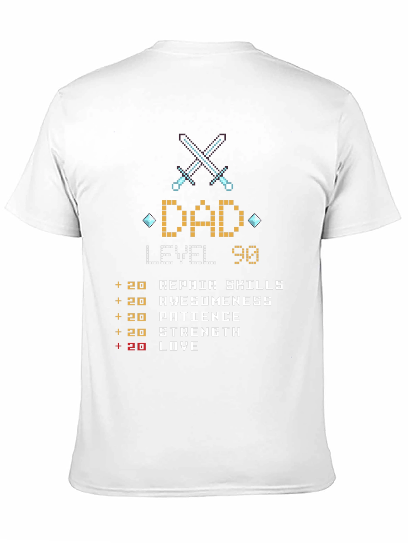 Black Dad Level 90 Pixel Art Black T-Shirt view 11