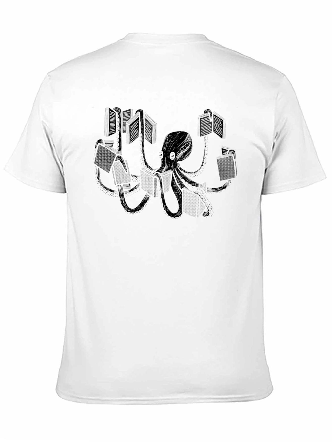 Black Octopus Reader Graphic Tee - Black Cotton T-Shirt view 11
