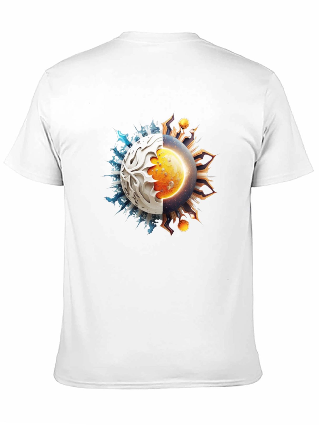 Black Yin Yang Sun and Ice Planet Graphic Tee view 11