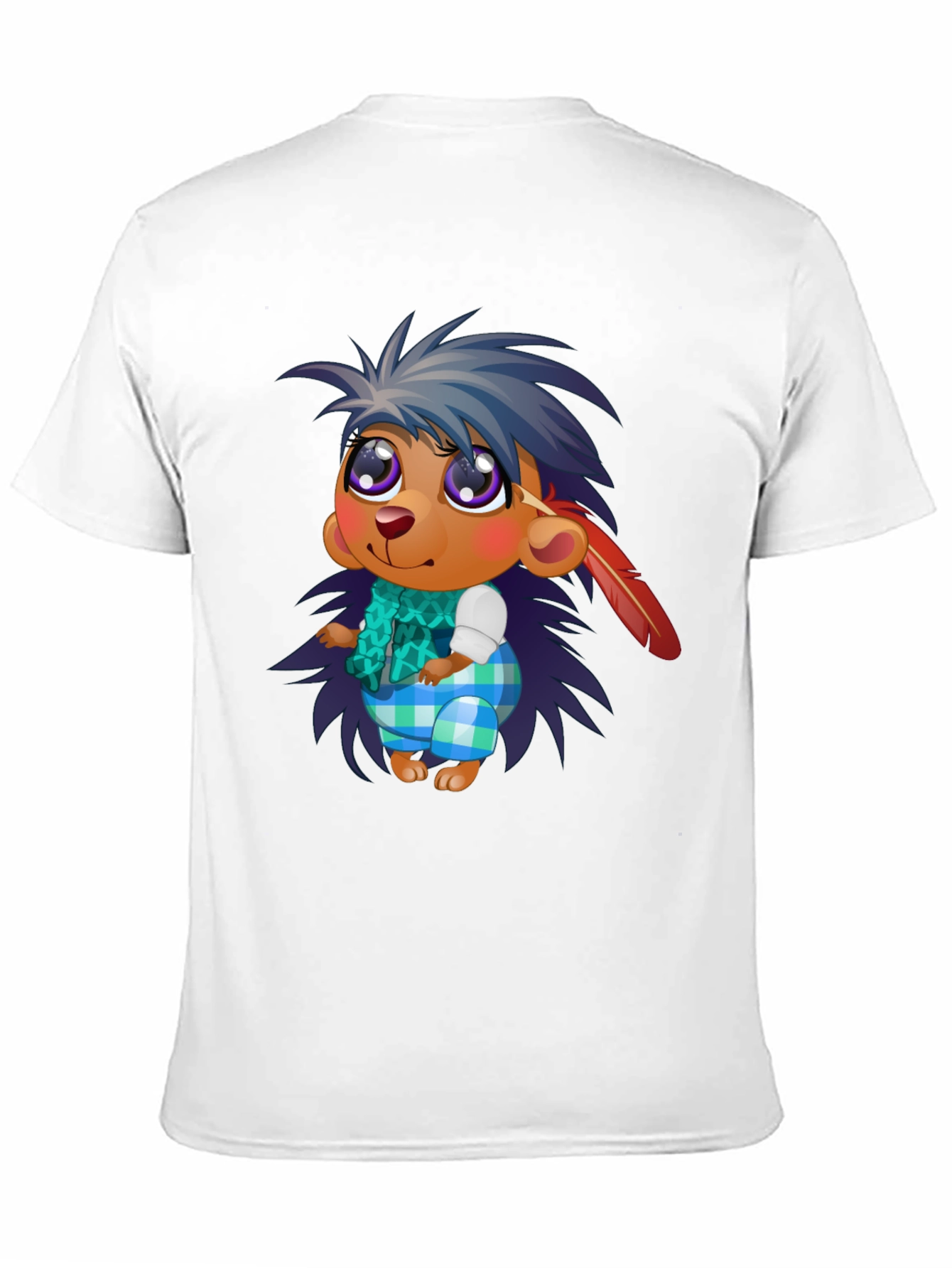 Black Cartoon Hedgehog Graphic Tee - Unisex Black T-Shirt view 11