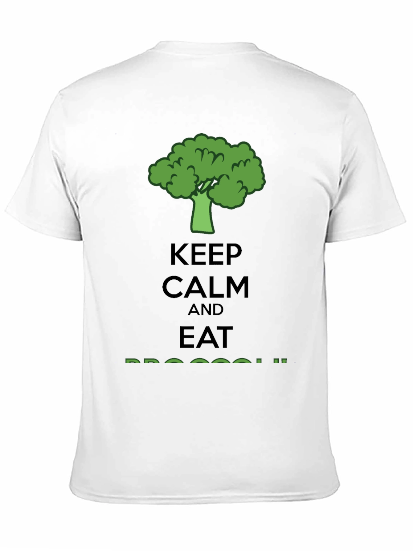 Black Keep Calm Eat Broccoli T-Shirt - Funny Vegan Tee view 11