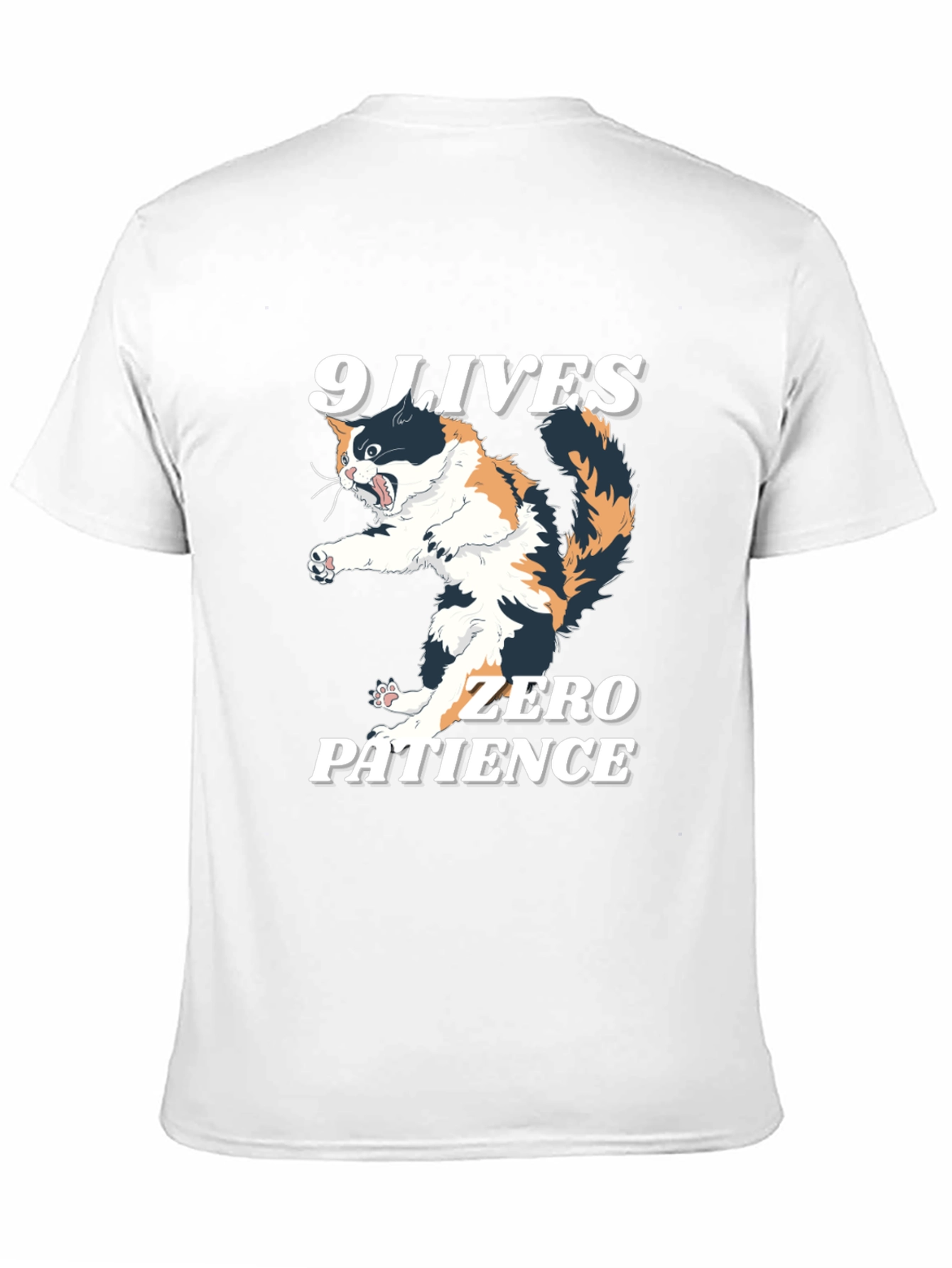 Black 9 Lives Zero Patience Cat Graphic Tee view 11