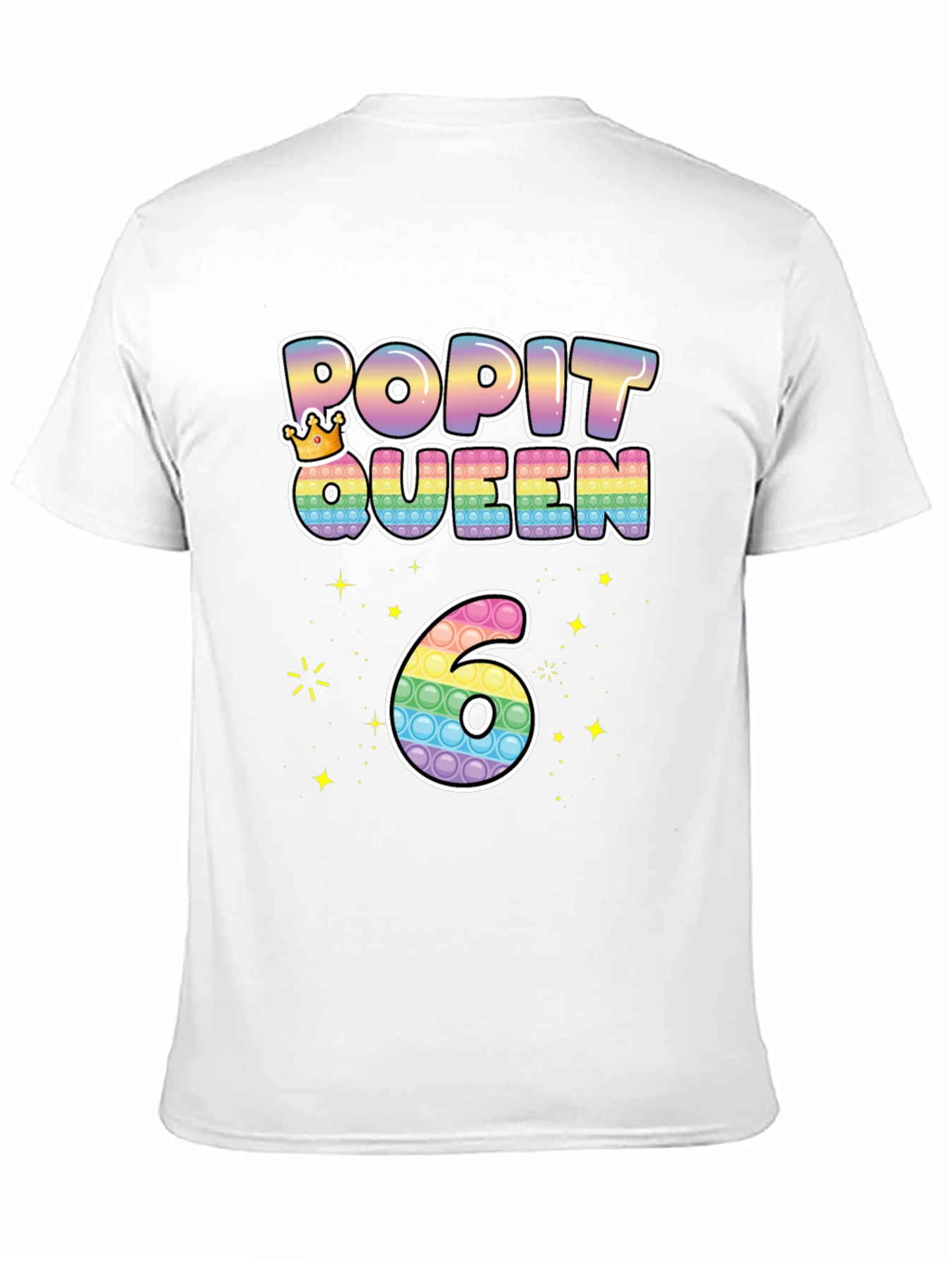 Black Pop It Queen 6th Birthday T-Shirt view 11