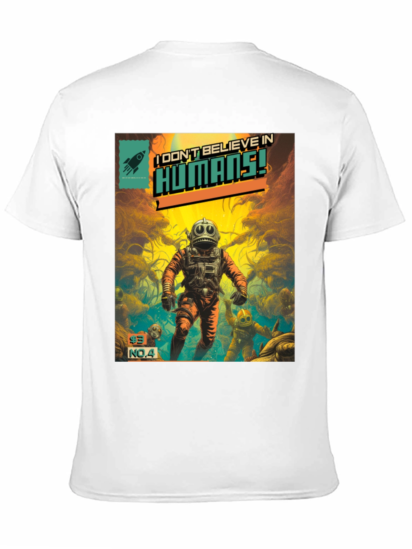 Black I Don't Believe in Humans! Comic T-Shirt view 11