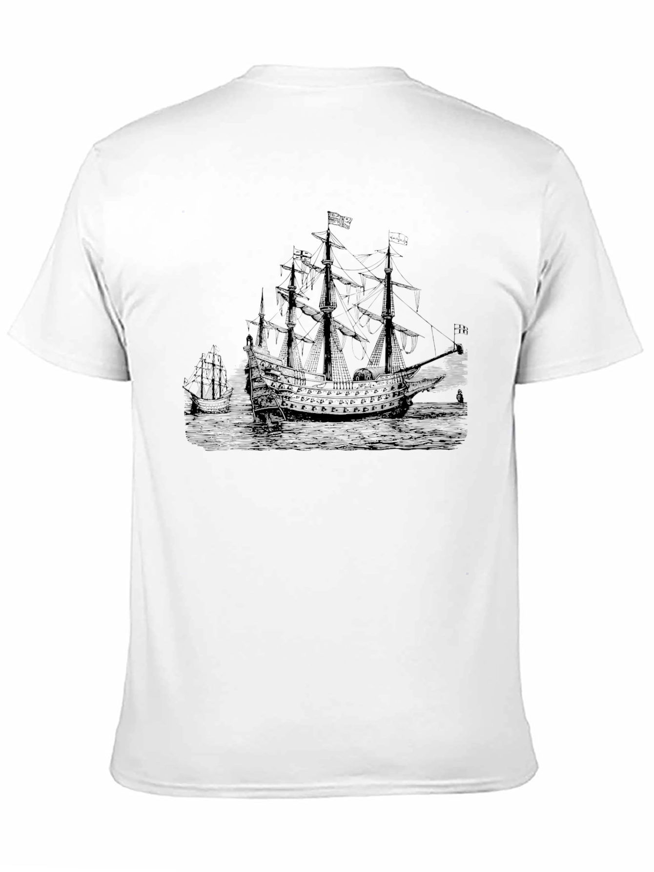 Black Vintage Ship Graphic Black T-Shirt view 11