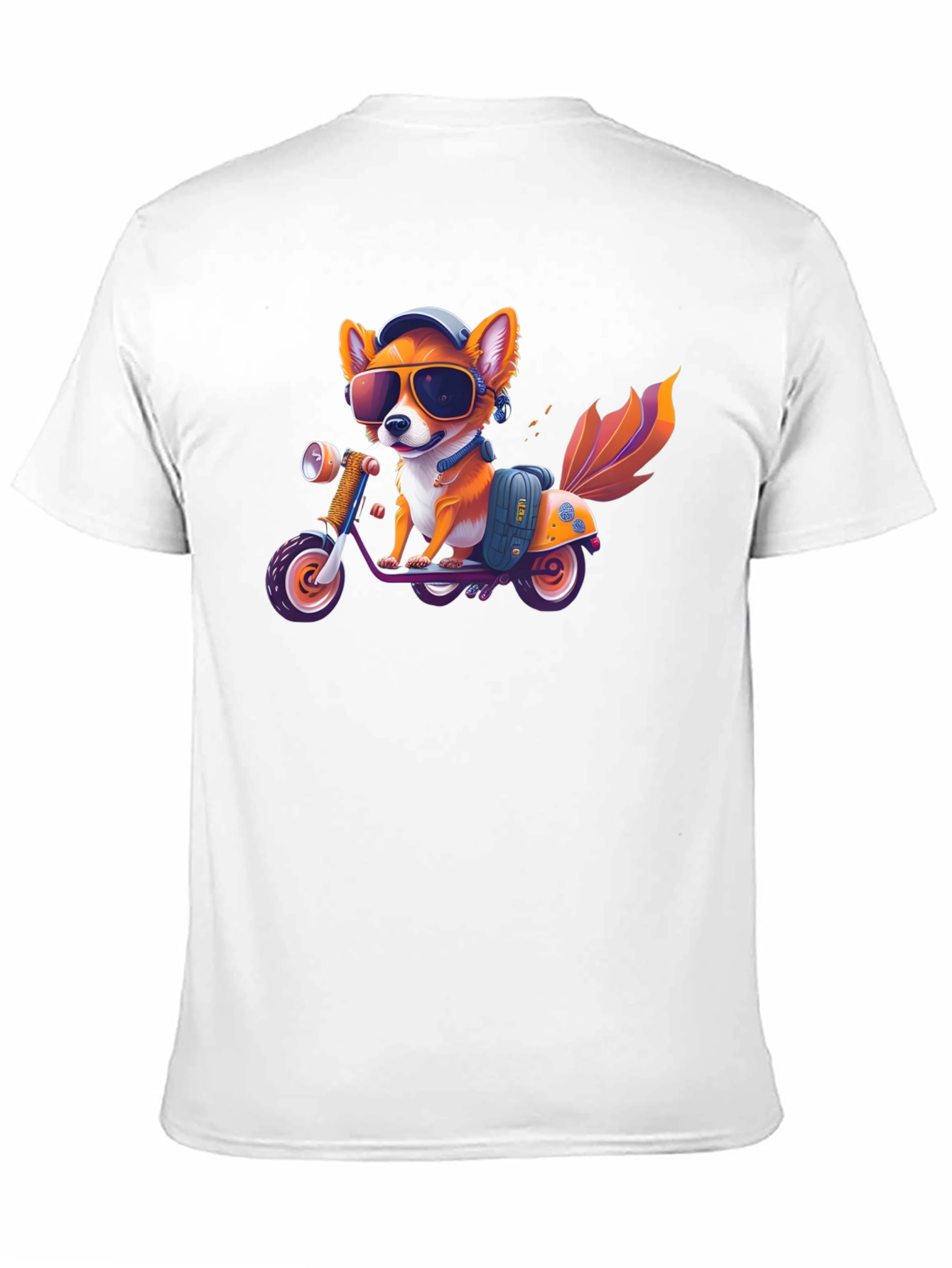 Black Cool Fox on Scooter Graphic T-Shirt view 11