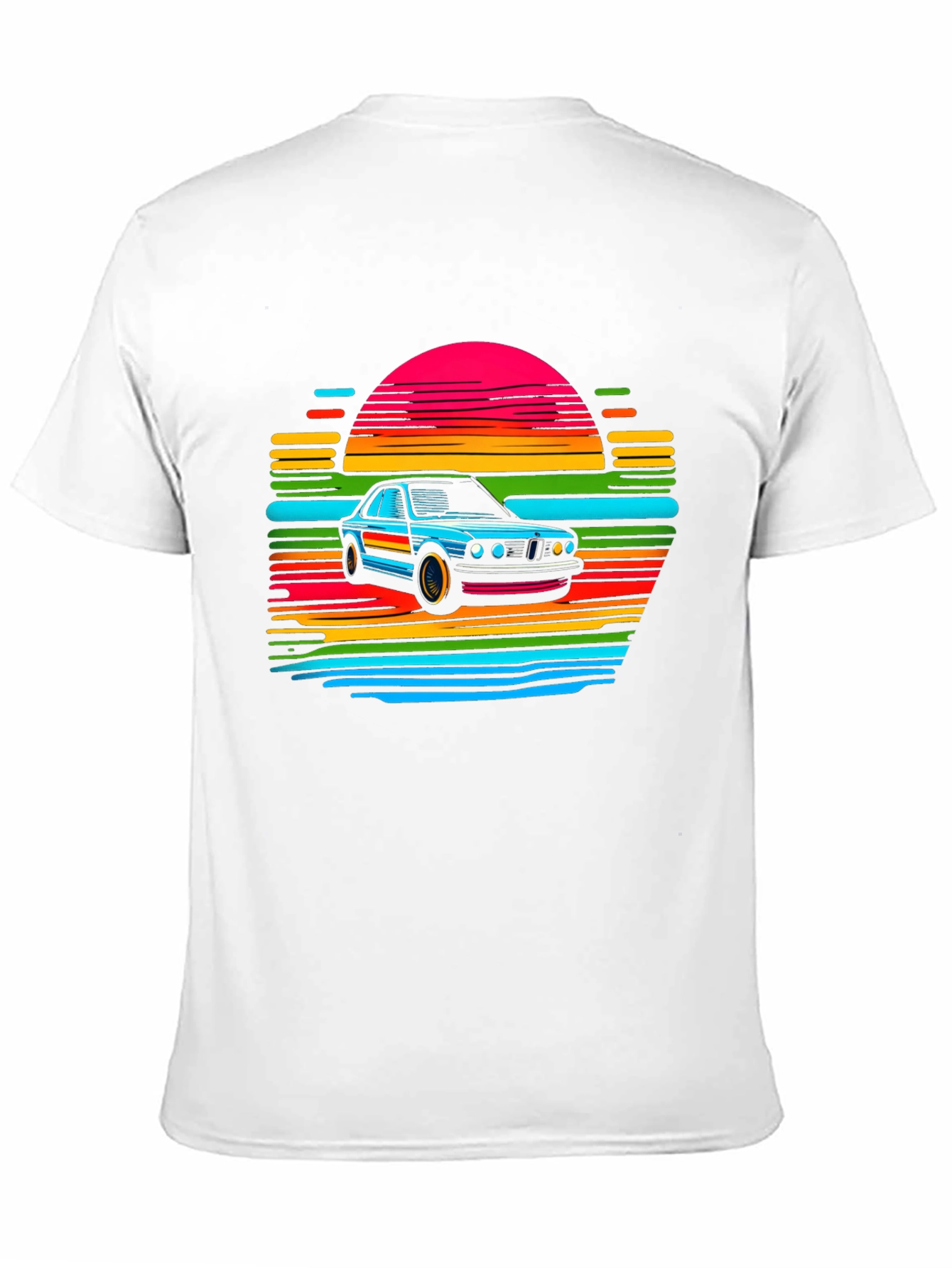Black Retro Car Sunset T-Shirt - Black view 11
