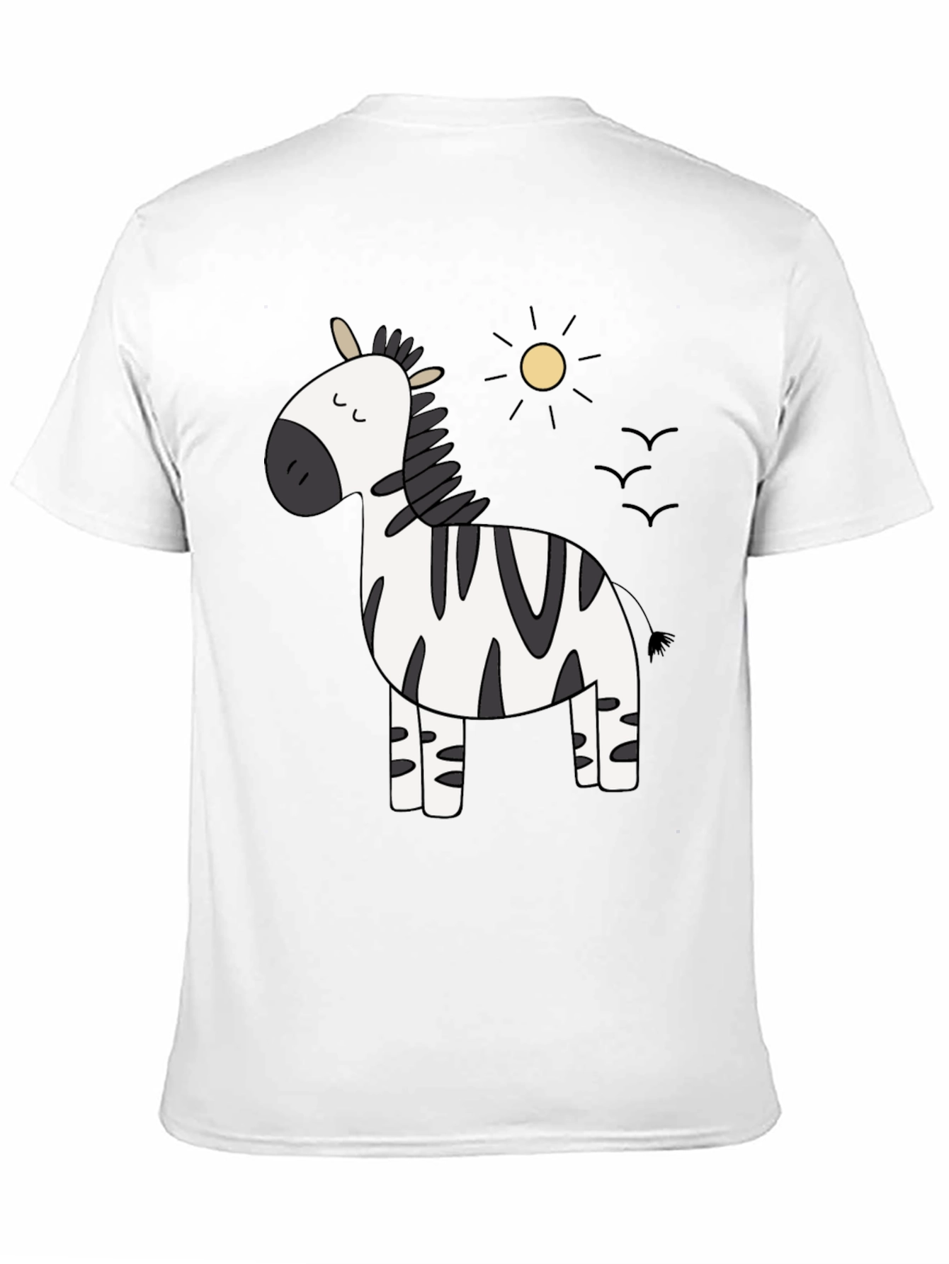 Black Cute Zebra Cartoon Graphic Black T-Shirt view 11