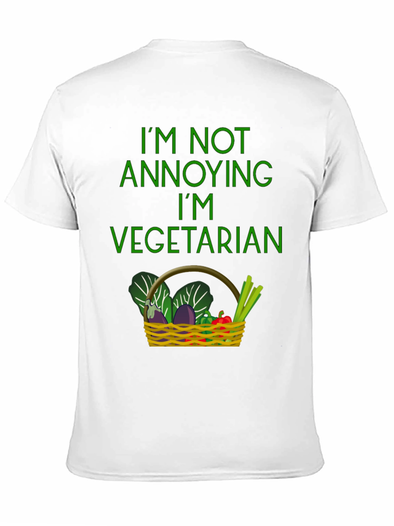 Black Funny Vegetarian T-Shirt - Basket of Veggies view 11