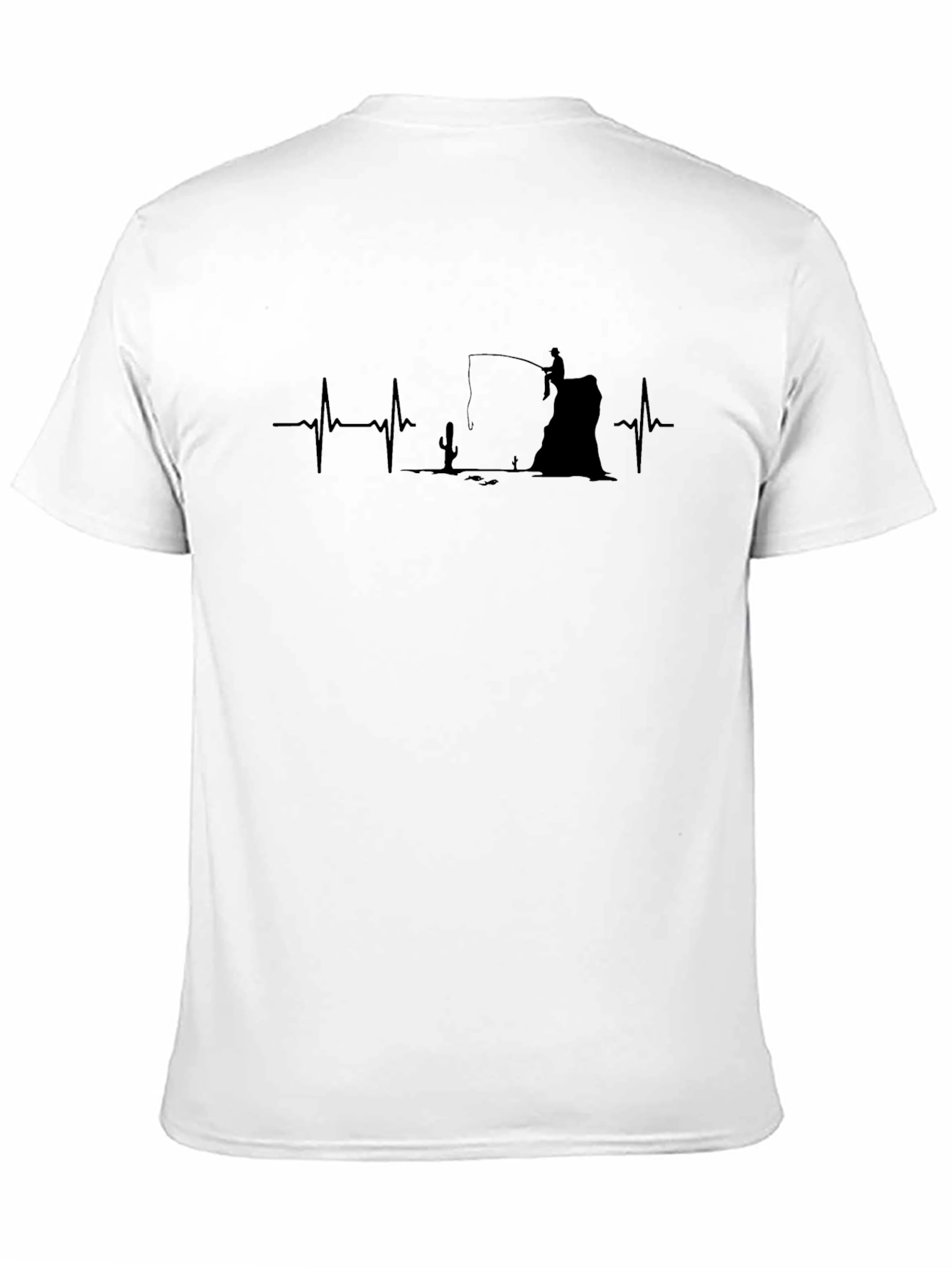 Black Fishing Heartbeat T-Shirt - Desert Angler view 11