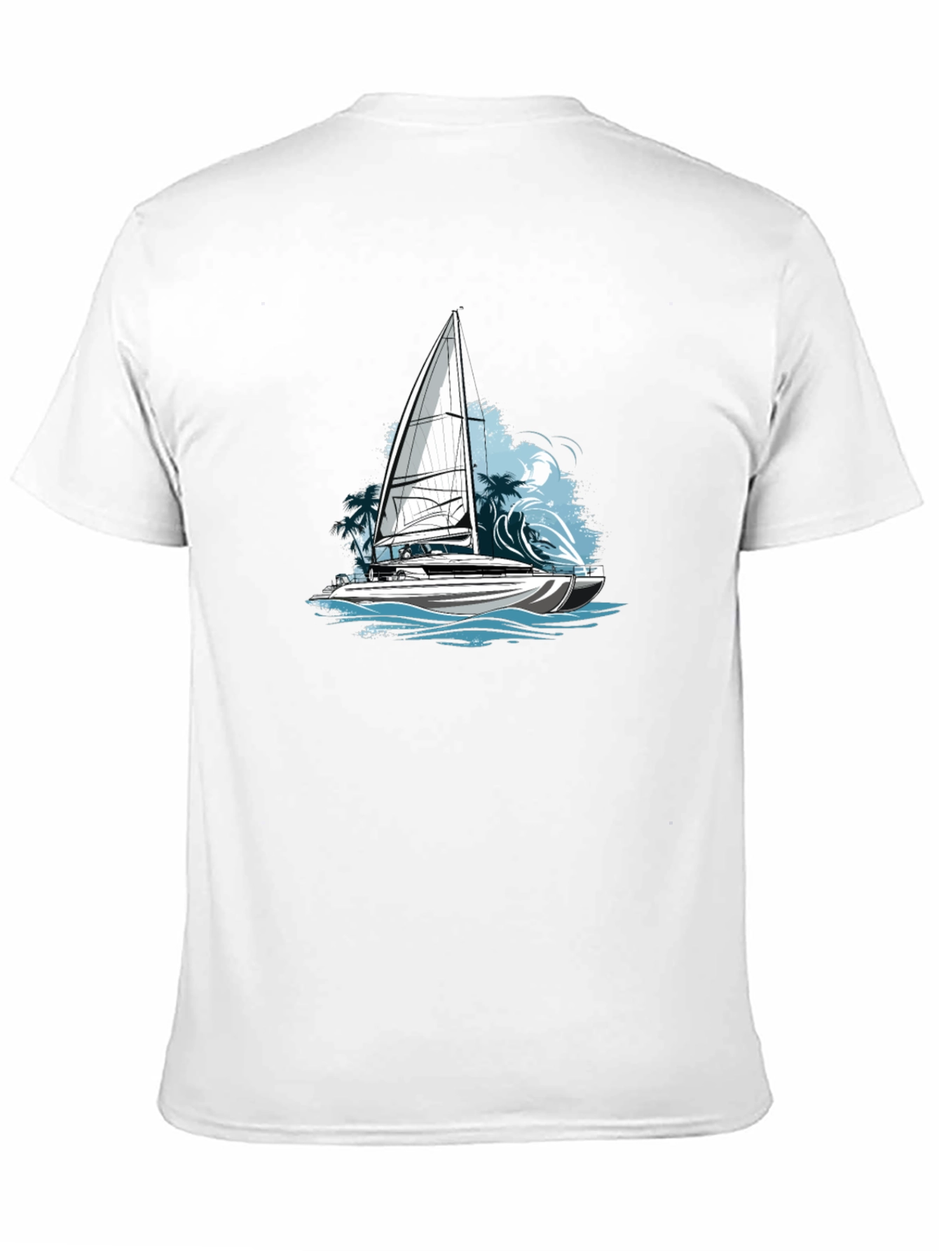 Black Nautical Sailboat Graphic Tee - Black Cotton Blend view 11