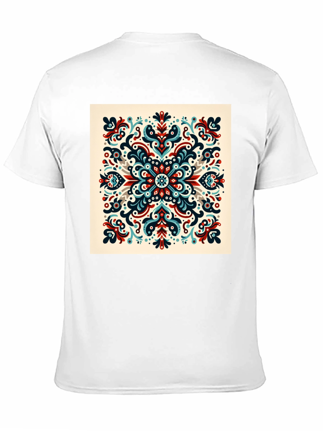 Black Ornamental Mandala Graphic Print Black T-Shirt view 11