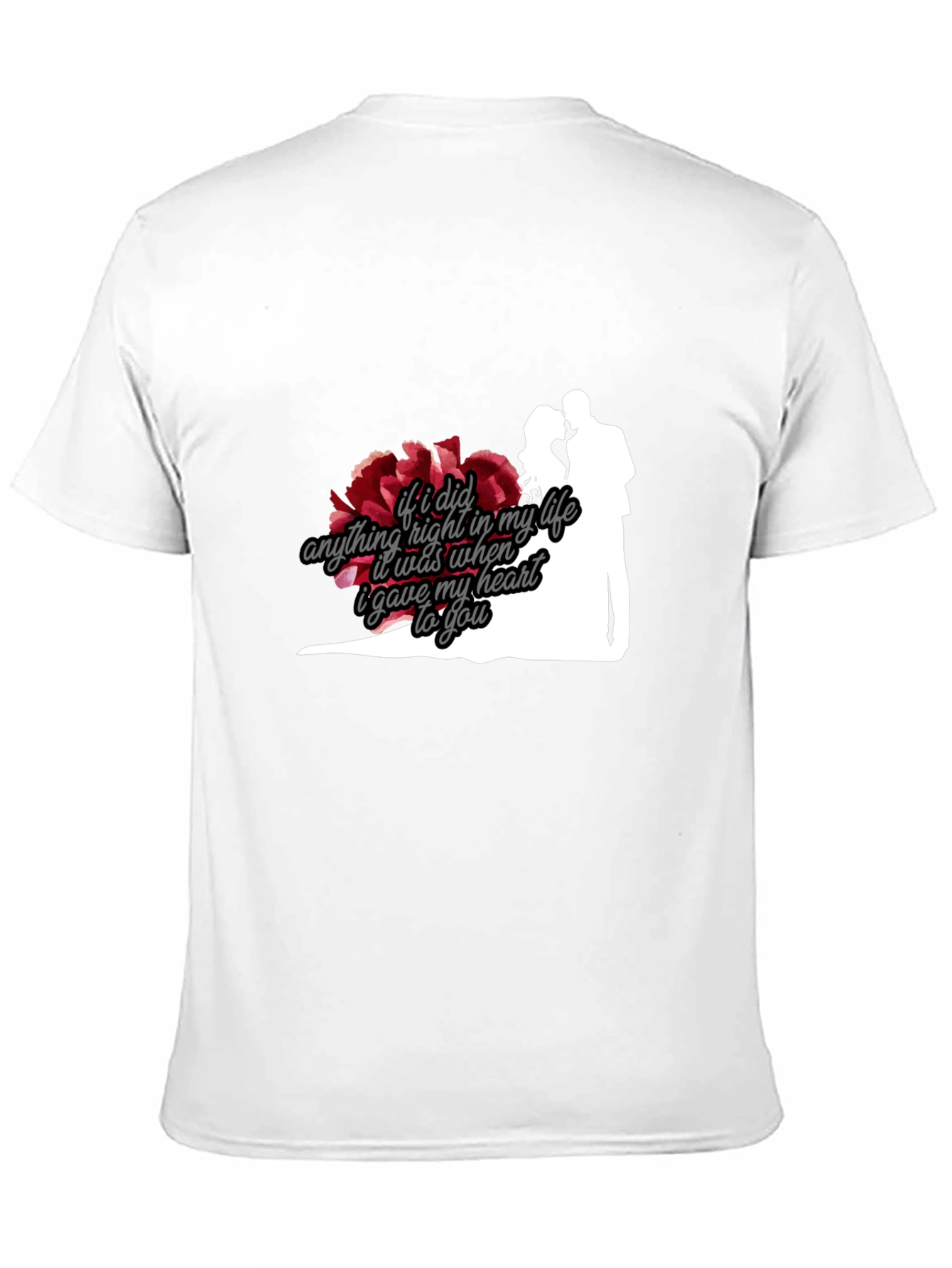 Black Romantic Couple Silhouette T-Shirt view 11