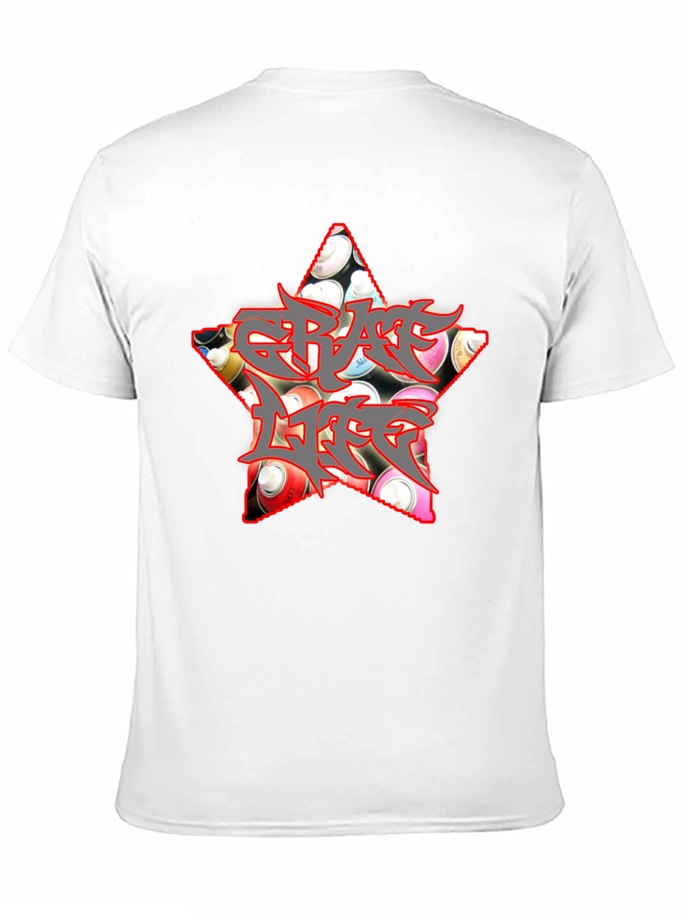Black Graffiti Life Star T-Shirt - Unique Graphic Tee view 11