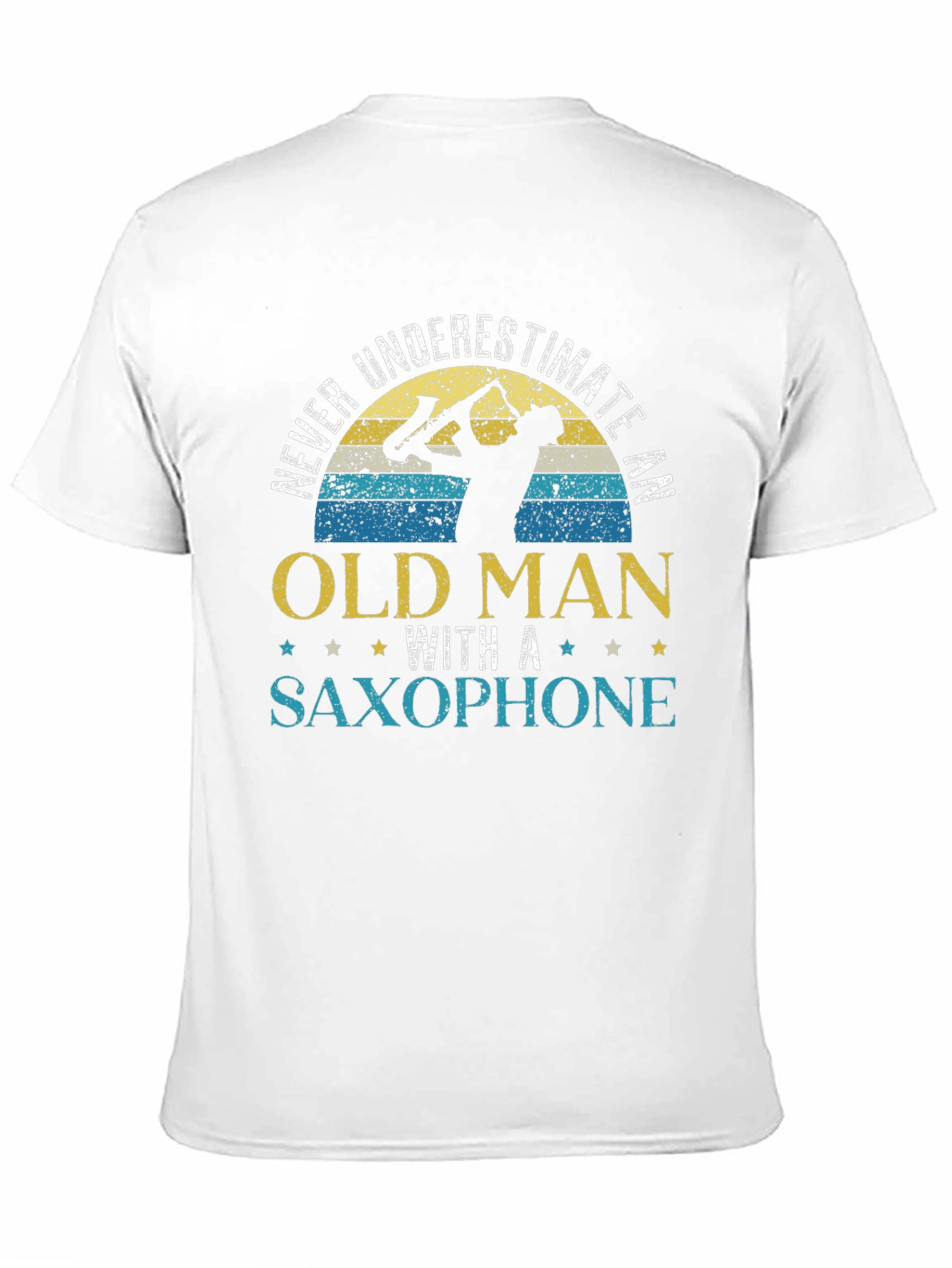 Black Never Underestimate Old Man Saxophone T-Shirt view 11