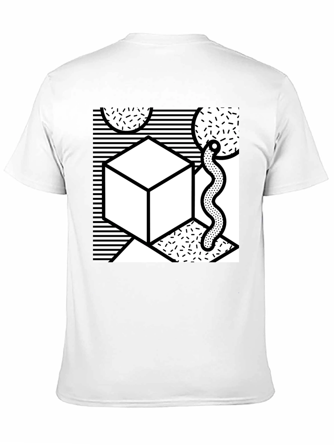 Black Geometric Pattern Black Tee view 11