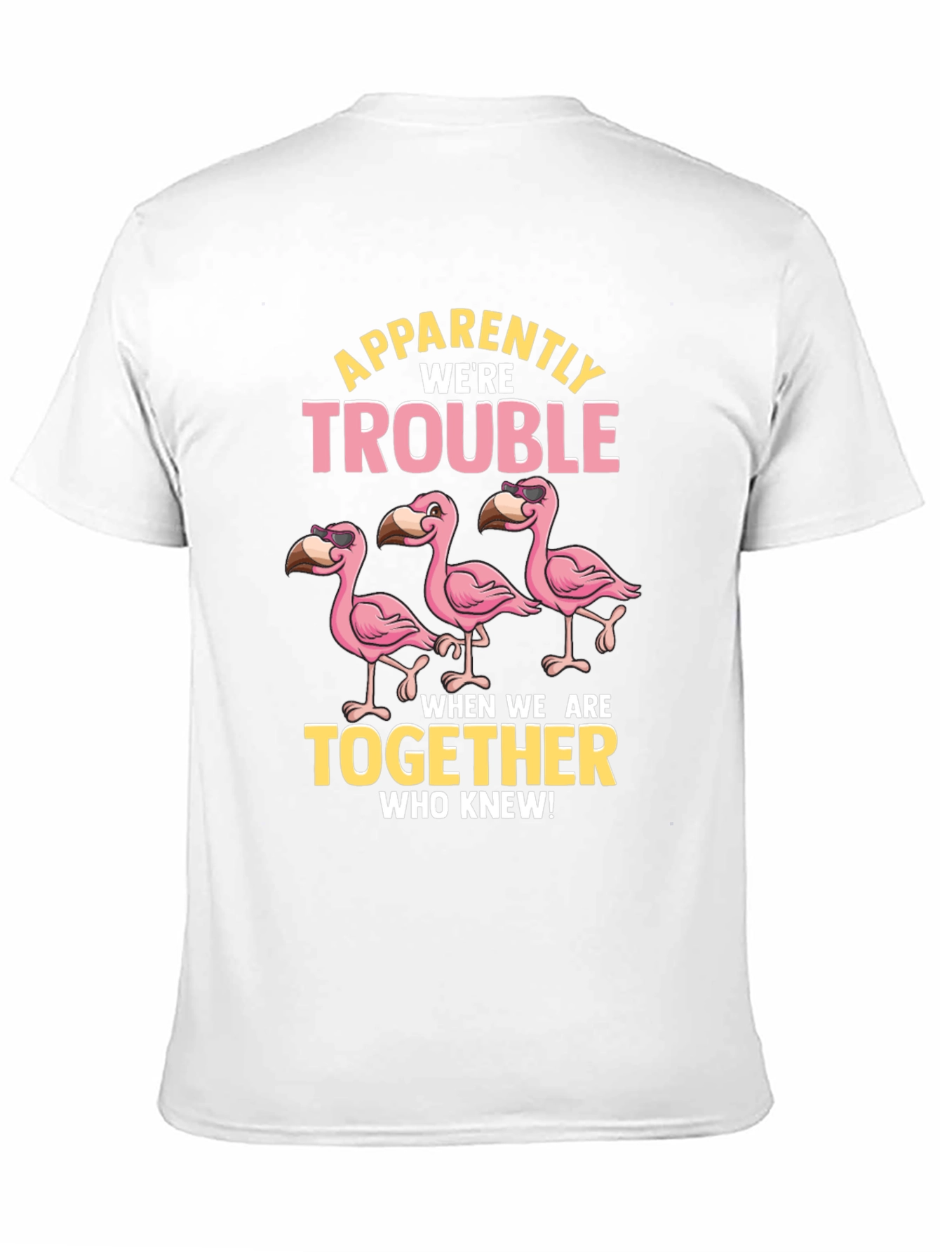 Black Funny Flamingo Trouble T-Shirt view 11