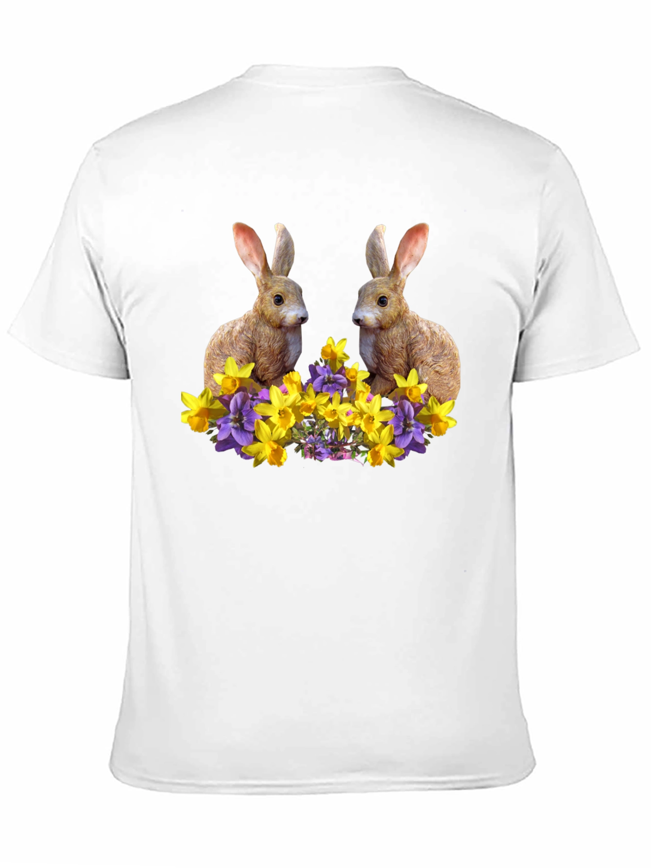 Black Bunny & Floral Print Black T-Shirt view 11