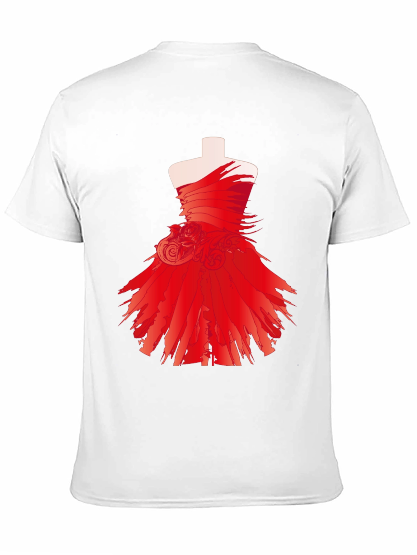 Black Statement Black Tee with Red Dress Design view 11