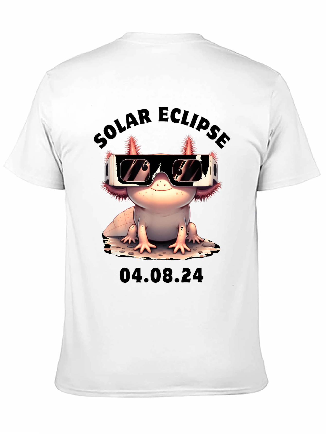 Black Solar Eclipse Axolotl T-Shirt - August 4, 2024 view 11