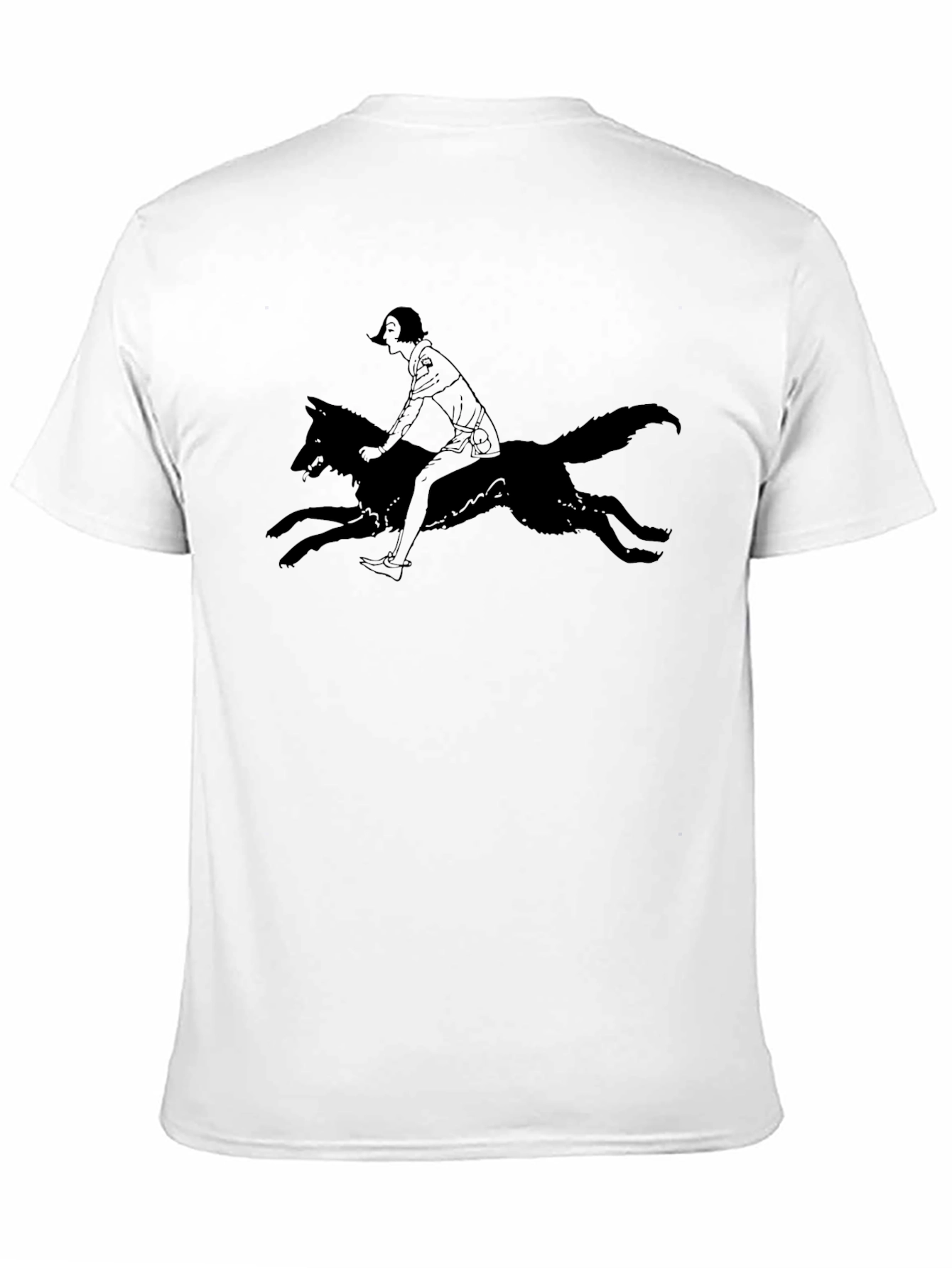 Black Black Tee - Girl Riding Wolf Graphic view 11