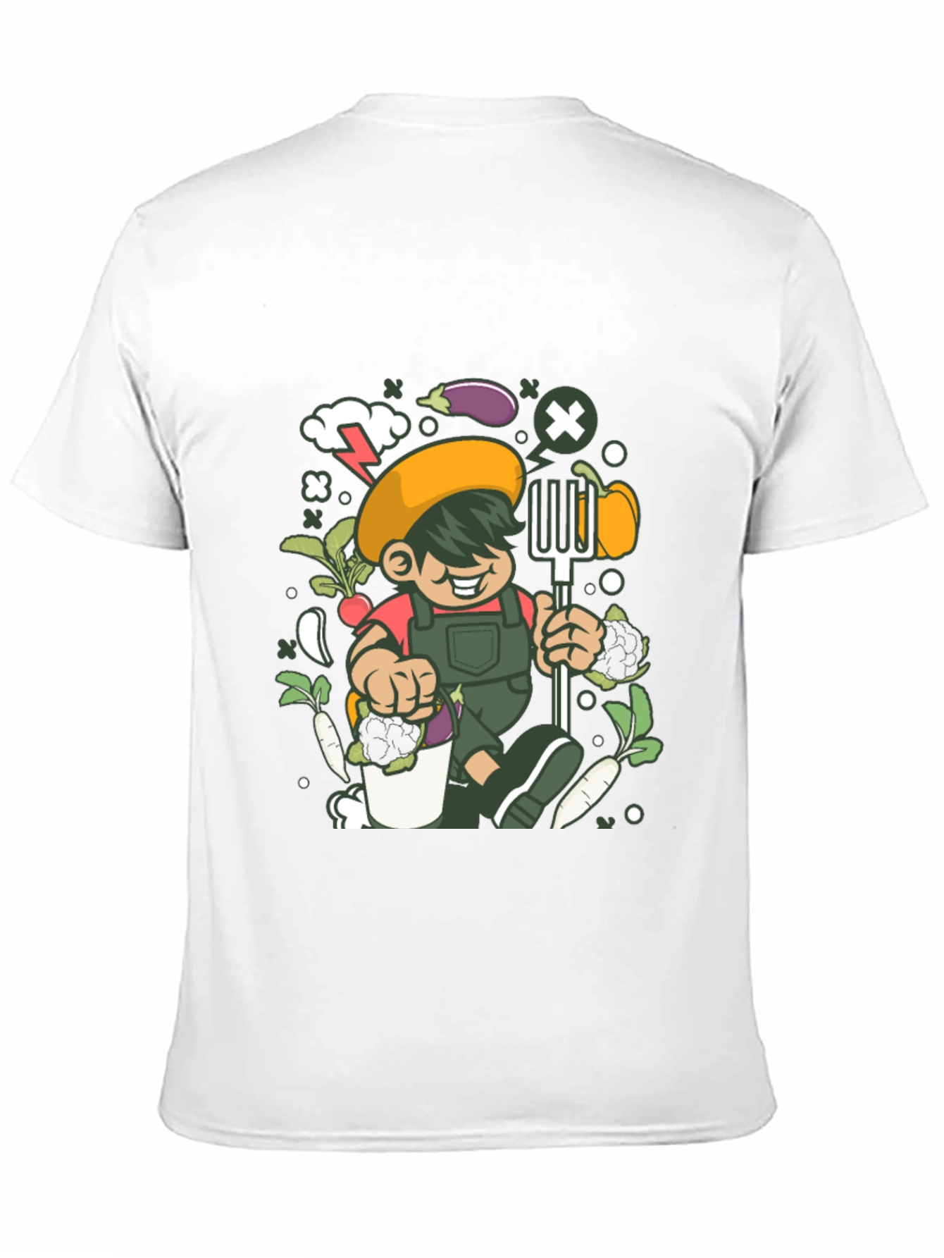 Black Gardener Cartoon T-Shirt, Black Unisex Tee view 11