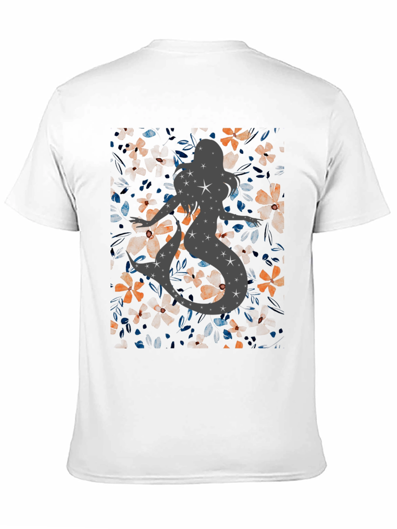 Floral Mermaid Starry Silhouette T-Shirt - 11