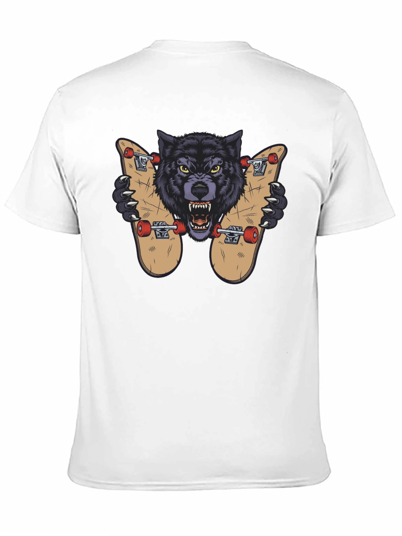 Black Wolf Skateboard Graphic Tee - Cool Streetwear Design view 11