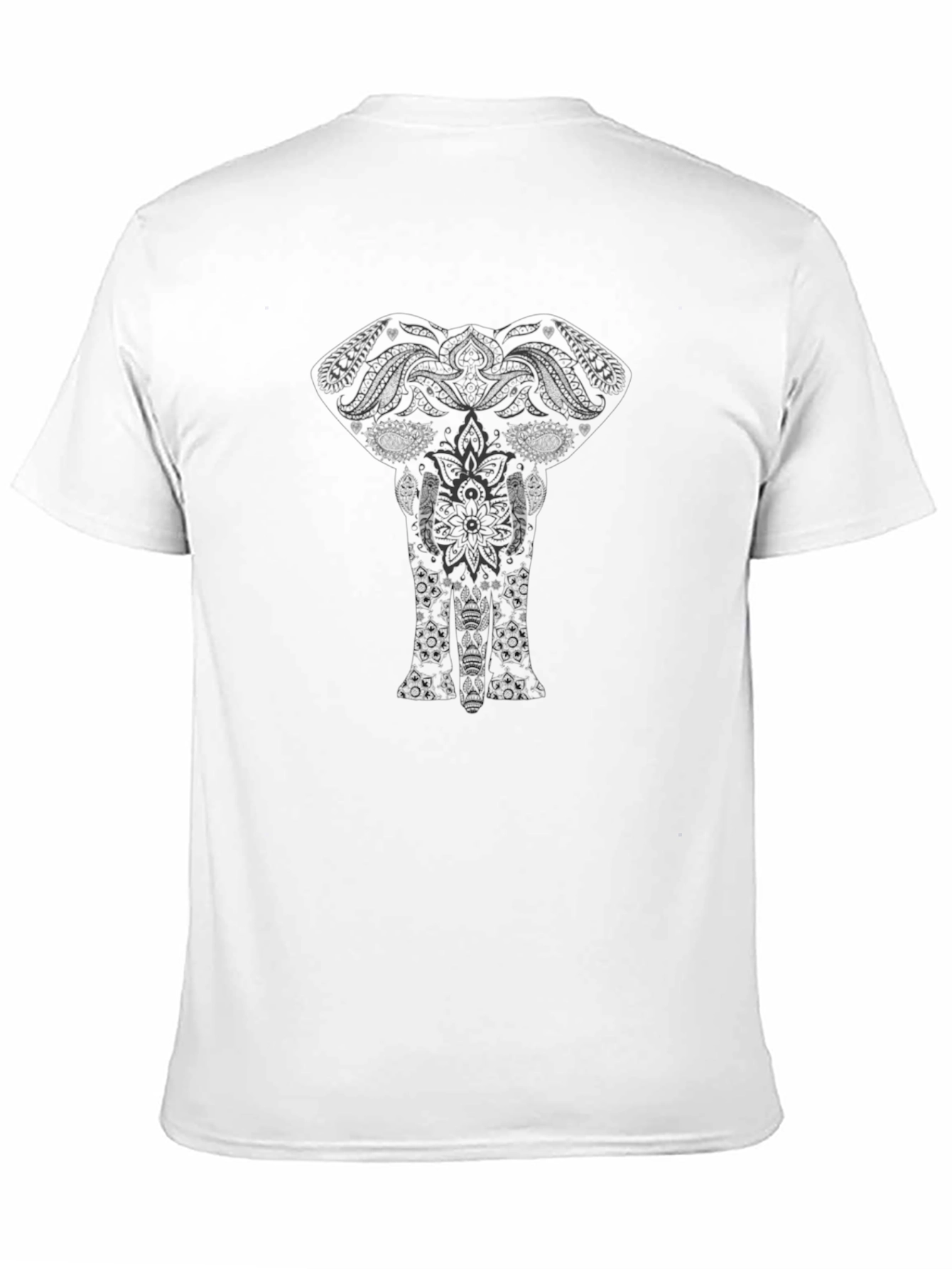 Black Elephant Mandala Graphic Black T-Shirt view 11