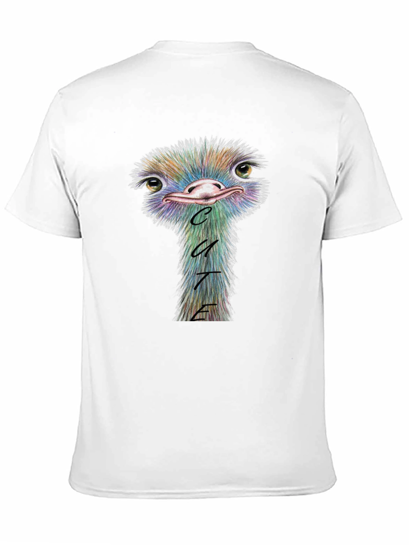 Black Cute Ostrich Graphic Tee - Soft Cotton Blend view 11