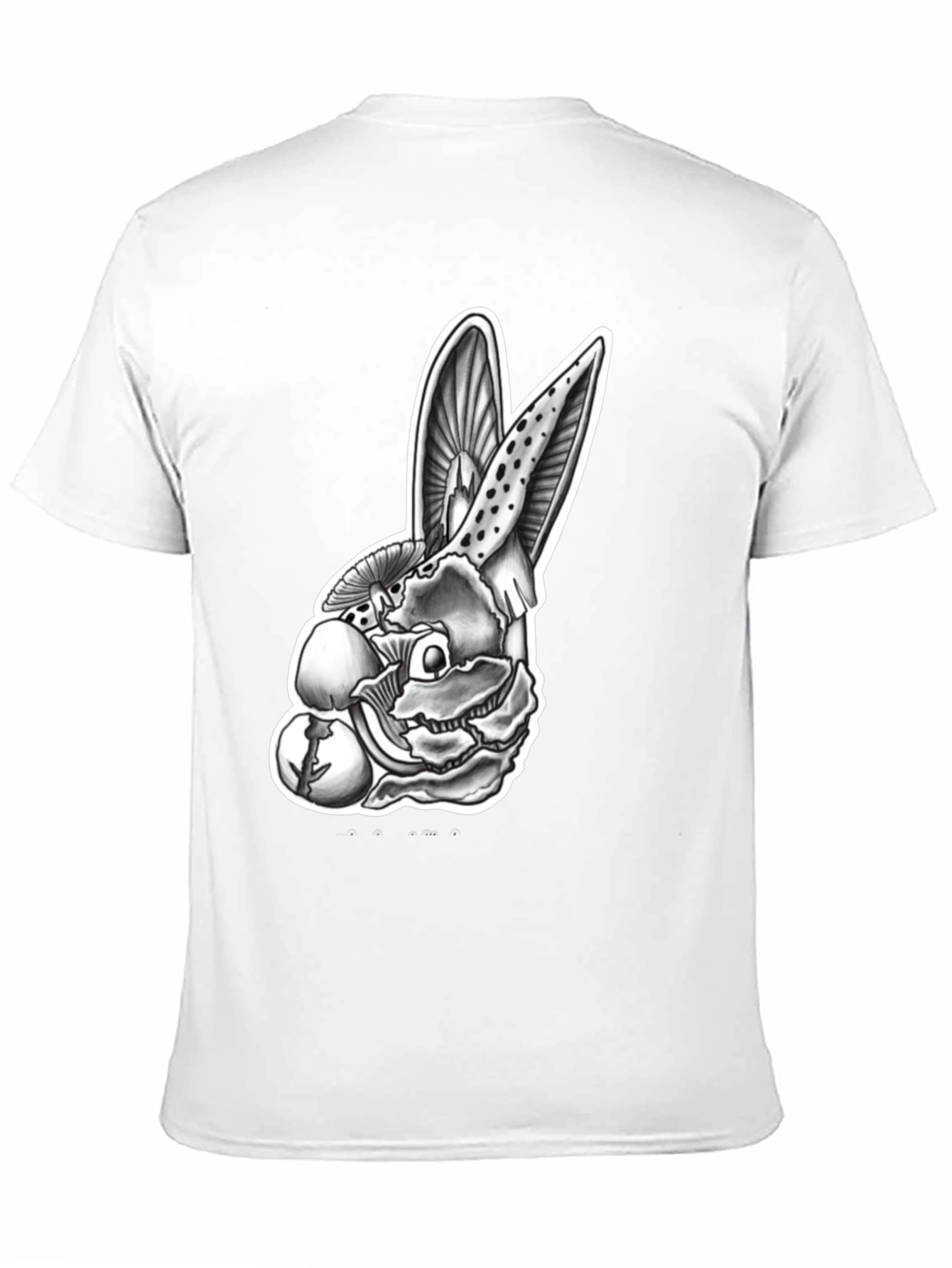 Black Mushroom Rabbit Graphic Tee - Unique Design view 11