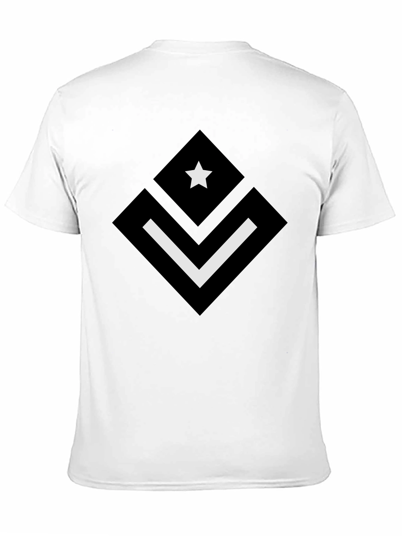 Black Modern Graphic Black T-Shirt - Star & Chevron Design view 11