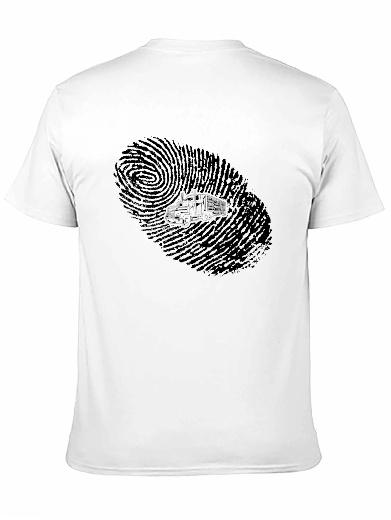 Black Trucker Fingerprint Graphic Tee - Black Cotton T-Shirt view 11